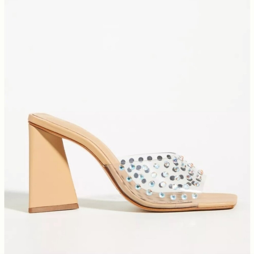 ANTHROPOLOGIE SCHUTZ LIZAH CRYSTAL NUDE HEELS  NEW 9M